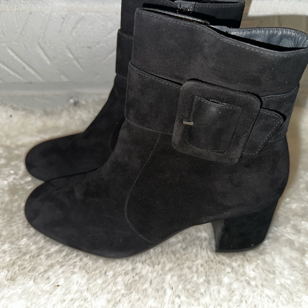 New PAUL GREEN Natalia Buckle Black Suede Ankle Boots Size 6.5 - Picture 5 of 11